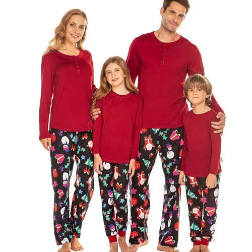 Ekouaer Christmas Pajamas Matching Family Pj Set Long Sleeve Tops and Plaid Pants for Sleepwear Soft Loungewear Pjs
