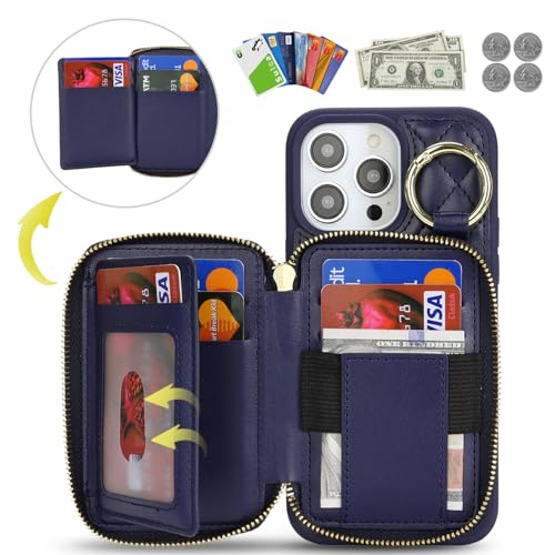 Hamany for iPhone 13 pro max Case Wallet with Card Holder,for iPhone 13 pro max Phone case Wallet with Zipper with Slot Kickstand Stand Case for Women and Man 5G 6.7 Inch-Blue by Hamany - Used condition - Image 4