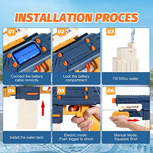 Electric Water Gun, Powerful Water Blasters - Double Shooting Mode Fully Auto Squirt Guns For Adults, Long Range 32 Ft, 500Cc Large Capacity, Super Water Soaker Outdoor Pool Toys For Kids Ages 8-12 #TOP4