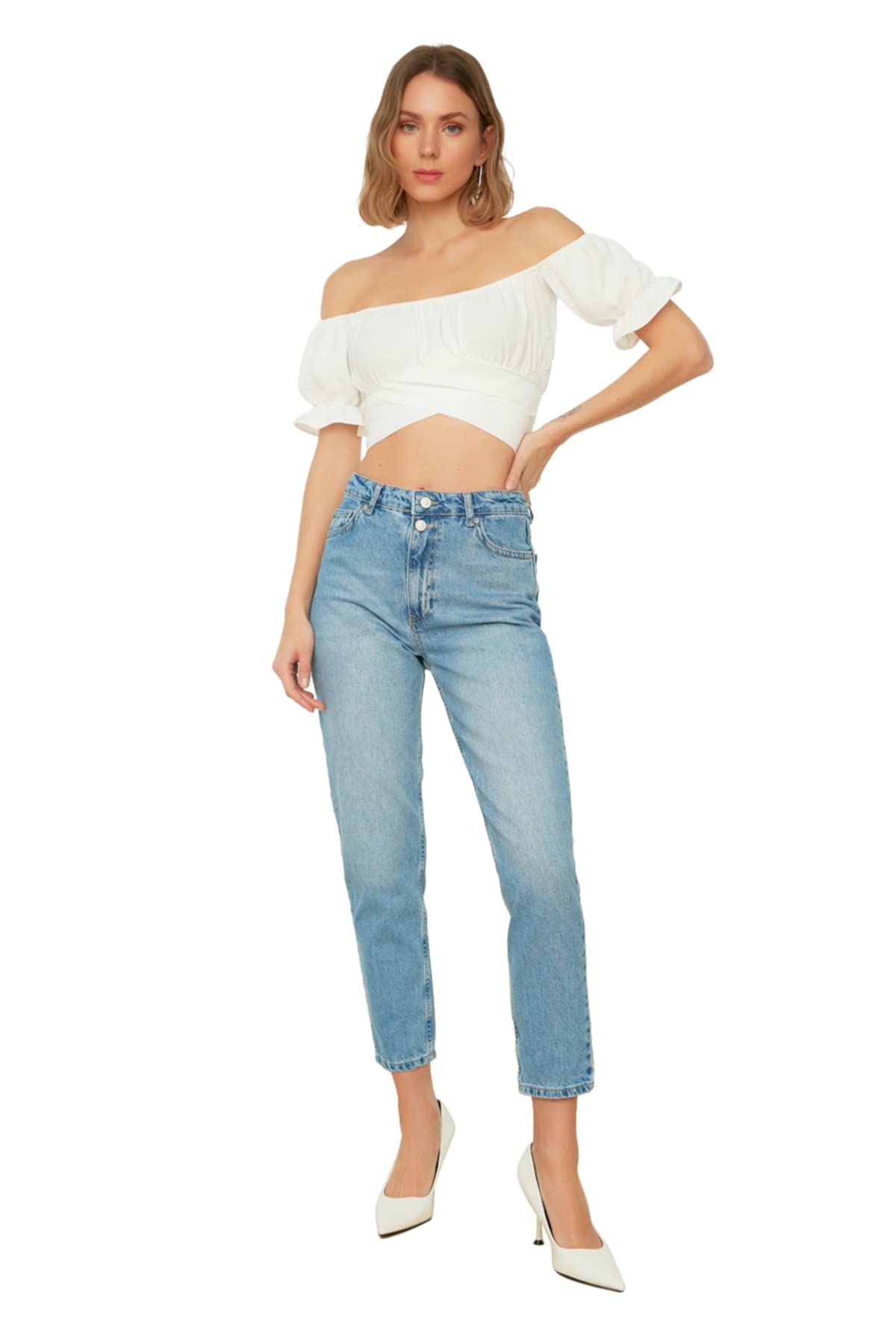Trendyol FeMan High Waist Skinny fit Mom Jeans Blau