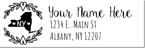 Miniatura 100 de State Love - Sello de dirección autoentintado para Texas, caja rosa, púrpura o negra, impresiones limpias y nítidas, diseño rectangular, tamaño 7/8
