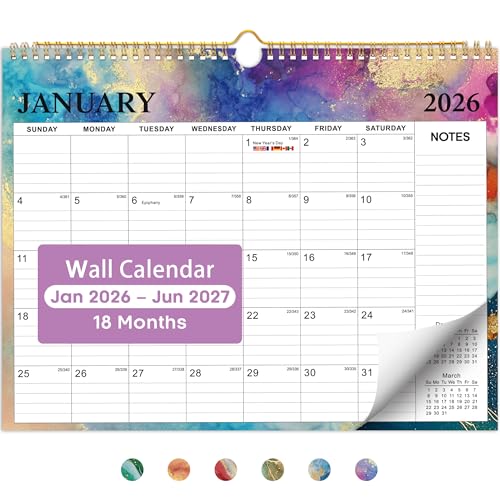2026 Calendar, 18-Month Wall Calendar from Jan 2026 to Jun