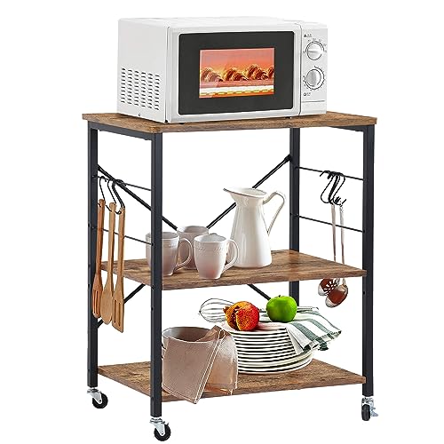 COKOS Carrito de Comedor Multiusos para Almacenamiento de Cocina 3 Capas con Ruedas de Freno Adecuado para Cocina Sala de Estar Oficina Dormitorio (Vintage)