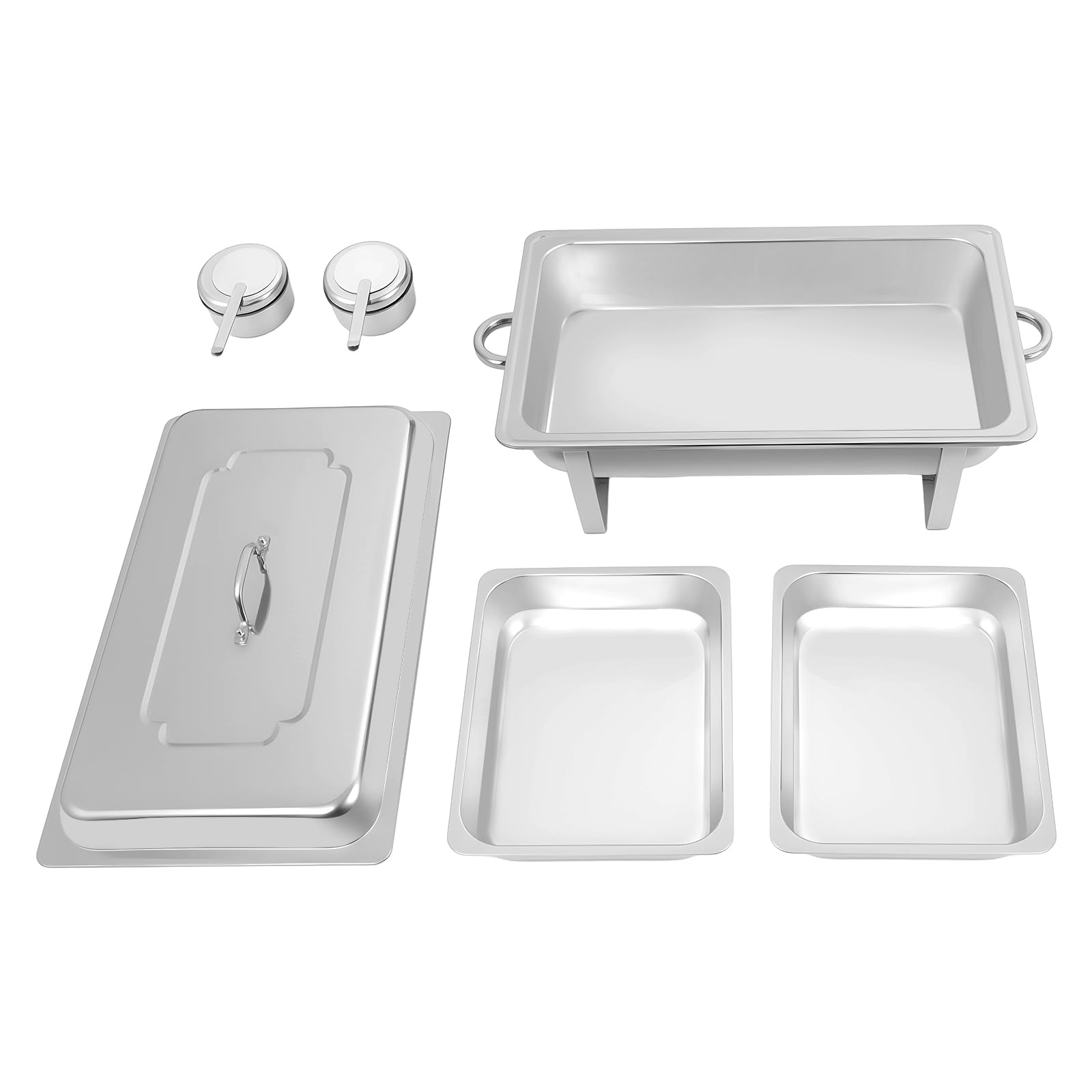 Chafing Dish - Set da buffet rettangolare in acciaio inox da 7,5 l, pieghevole, contenitore termico per catering, buffet e feste
