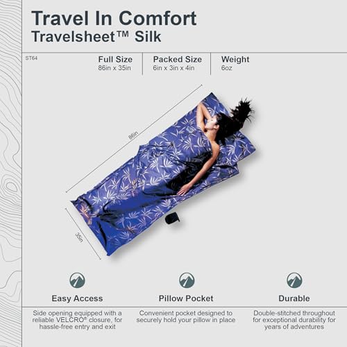 Image of COCOON Insect Shield Silk TravelSheet | Built-in Insect Shield protection, Breathable travel sleep sack, Compact sleeping bag liner for camping and hostels