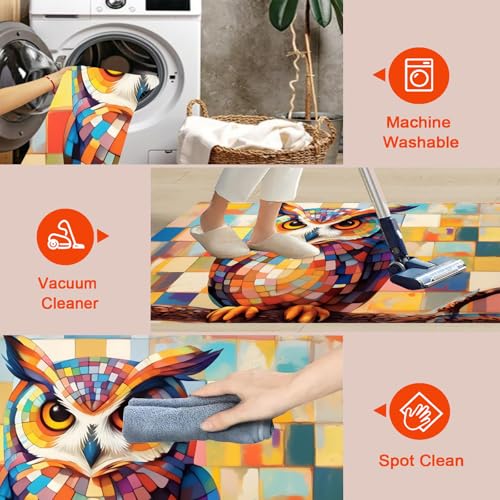 Tapis antidérapant et lavable à motif chouette mignonne