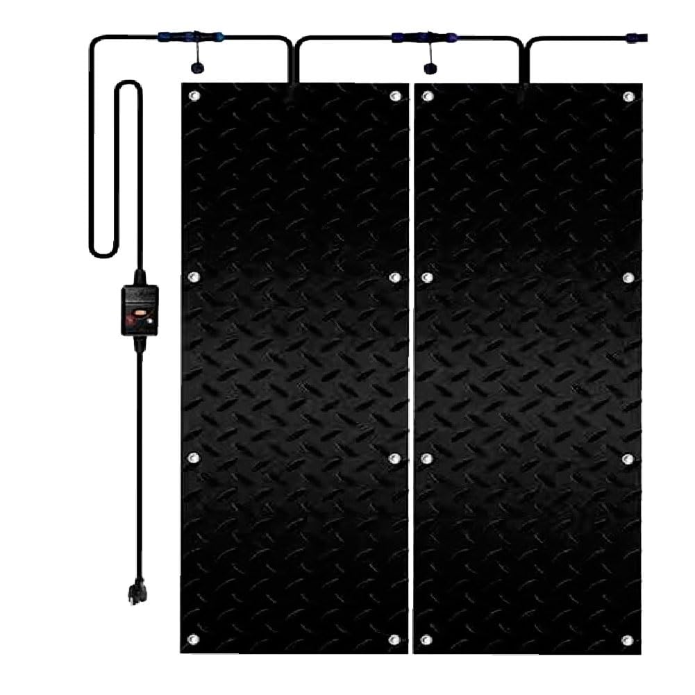Tapis Chauffant pour Fonte De Neige, Tapis De Sol Chauffant pour Extérieur, Tapis Chauffant en Caoutchouc Antidérapant, avec Cordon d'alimentation De 6 Pieds(2pc,25.4x121.9/10x48in)
