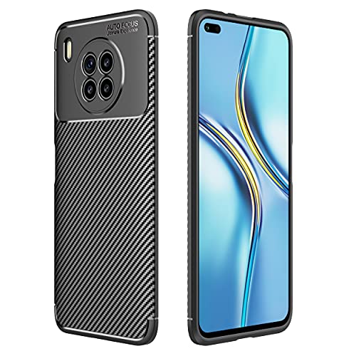 QWYJ Funda para Huawei Nova 8i y Honor 50 Lite Case Carcasa Uso Rudo Protectora de TPU, Suave Matte Ligero Amortiguador Duradero Avanzado Textura de Fibra de Carbono (Negro)