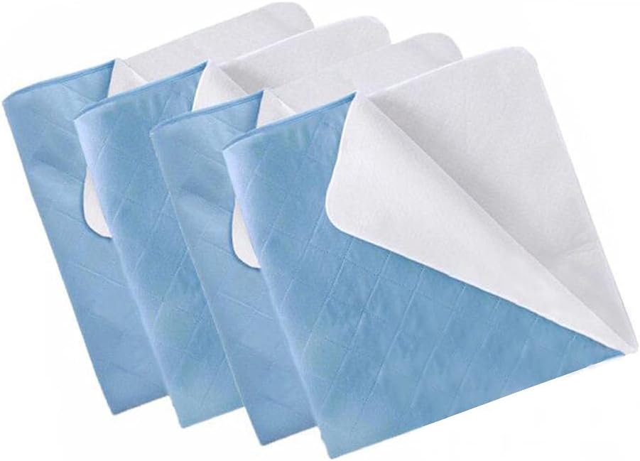 Umi. Essentials Incontinence Pad Washable Bed Protector Potty Training Sleep Mat Square Quilted Blue Pack of 4 (70x90cm)
