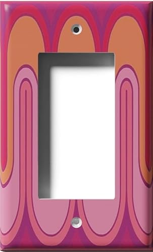 Miniatura 16 de Cubierta decorativa para interruptor de luz con ondas retro rojas, placa de pared de palanca individual Single Toggle,Salida doble dúplex,Double