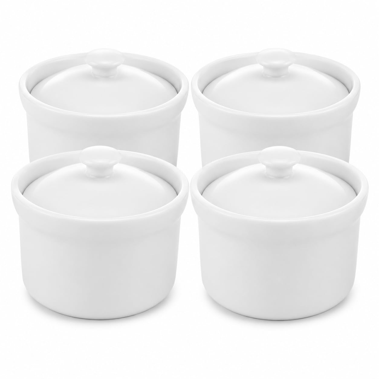 LDHHYH 4 Pack Ceramic Stew Pots with Lids, 4 Inch Porcelain Soup Bowl