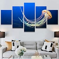 SIGNWIN 5 Panel Canvas Wall Art Neon Clouds for Home Decorations Ready to Hang - 60