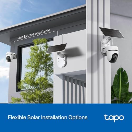 Tapo Solar-Powered Pan/Tilt Outdoor Security Camera Kit, Wireless, 2K 3MP, 360ยฐ AI Tracking, No Monthly Fee, Person Detection, Color Night Vision, SD/Cloud Storage 512GB, Works w/Alexa & Google Home - 4