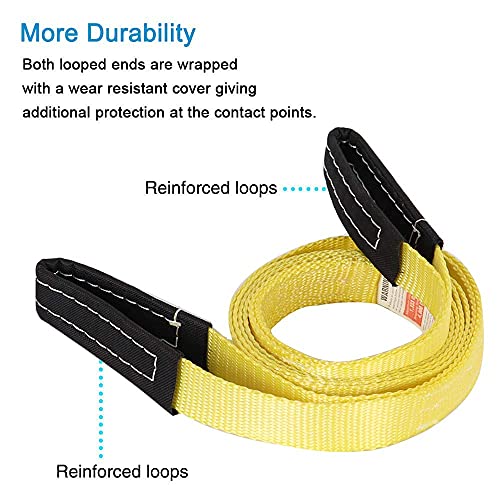 XSTRAP Heavy-Duty 2,000 LB Breaking Strength 50 FT Rope Hoist + 2PK 1\'\'x8\' Lift Sling Web Strap/Wear Guard End