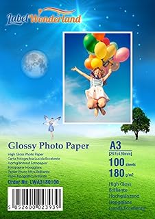 100 Sheets 180 GSM Professional 6 x 4 Glossy Photo Paper,6 x 4 Photographic Paper for Canon,Hp,Epson Inkjet Printers Labelwonderland (6" x 4" inchs-100 Sheets)