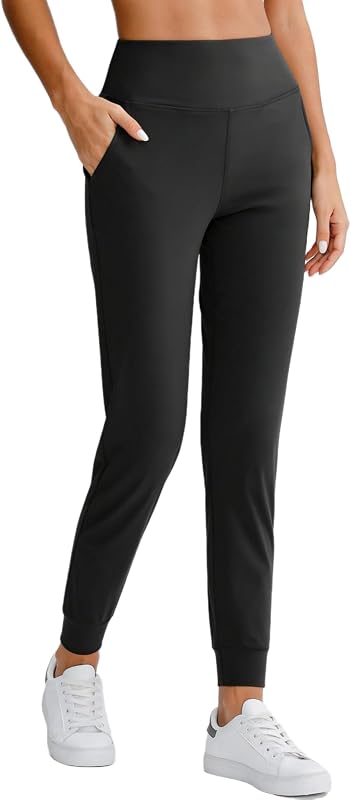 Womens Joggers with Pockets High Waisted Leggings Stretchy Slim Fit Sweatpants for Yoga Workout Daily Wear