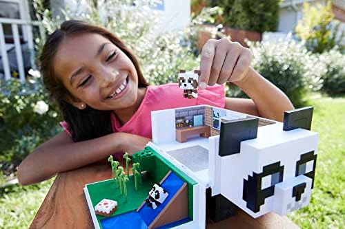 Minecraft Toys Panda Playhouse Playset and Mob Head Mini Figure, Gift for Kids, HLL25