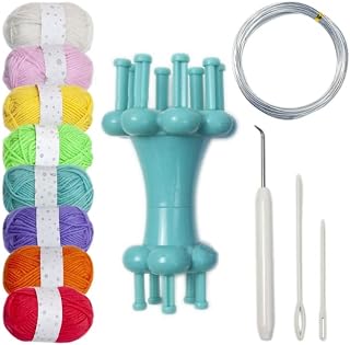 Lana colorida portátil con máquina de bricolaje Set Marcos para tejer 6/8 Set Accesorios para Artesanía Cabeza Semitransparente Verde Set para Trenzar