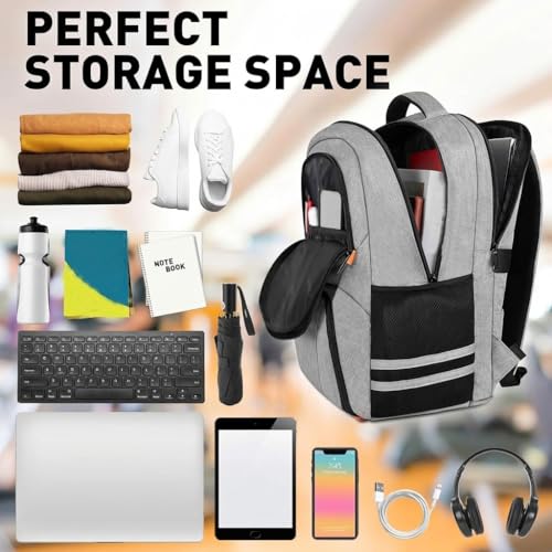 Image of Ytonet Gym Backpack for Men Women, Gym Bags for Men Travel Laptop Backpack | Water Resistant Sports Bag with Shoe Compartment Fits 17.3-Inch Laptop for Travel Workouts Grey
