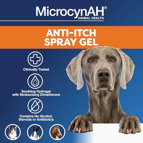 Image of MicrocynAH Anti-Itch Spray Gel, Soothing Hydrogel w / Dimethicone, Relief Dermatitis Itch & Pain, Clinically Tested, No Alcohol, Steroids or Antibiotics, Safe for Dogs, Cats, Horses & Rabbits, 8oz | Soothing Hydrogel w / Dimethicone, Relief Dermatitis Itch & Pain, Clinically Tested, No Alcohol, Safe