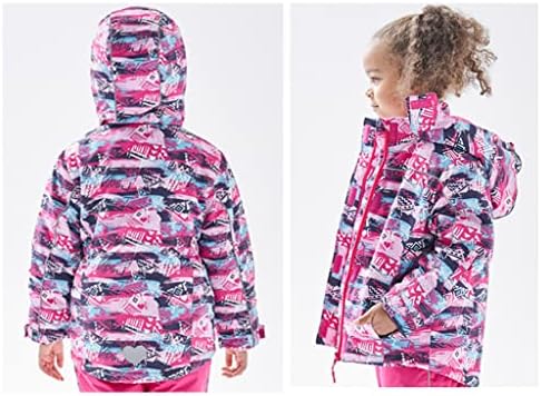 Girl's Waterproof Ski Jacket Winter Snow Jacket Fleece Outdoor Coat with Hood Snowproof Warm Reflective Strip Coat 9-10 Years