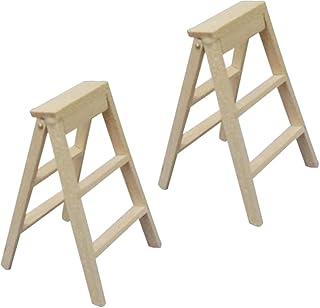 jojofuny Mini Ladder 2pcs Foldable Ladder Decorative Ladder Wooden Beige Decor Mini Foldable Ladder Wooden