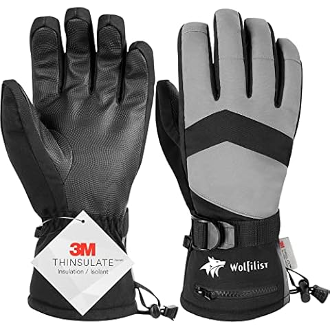 WOLFILIST Ski Gloves Waterproof Windproof - 3M Thinsulate Insulated Warm Snow Gloves, Snowboard Gloves with Zipper Pocket, Touchscreen Winter Gloves for Men Women Cover