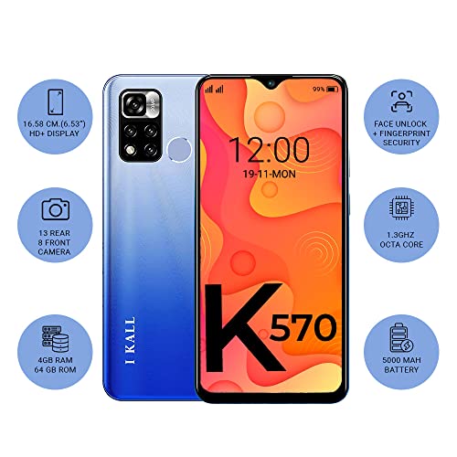 Image of IKALL K570 Smartphone (6.53 Inch HD+ Display, 4GB, 64GB) (4G Volte) (Sapphire)