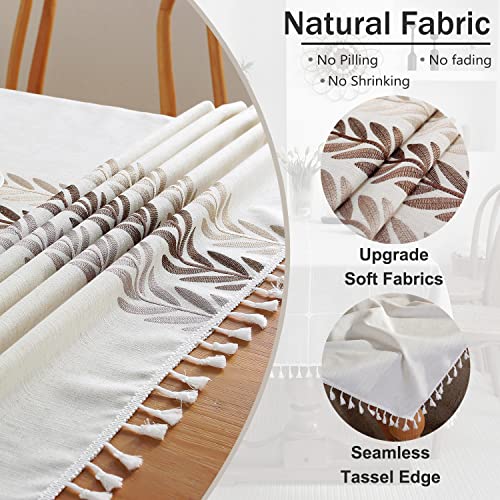 Jiale Table Cloth Rectangle Table, Heavy Duty Cotton Linen Waterproof Tablecloths Farmhouse Tablecloth, Soft And Wrinkle Free Table Cover With Tassels, 55''X70'', 4-6 Seats #TOP2