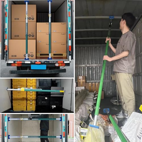 Generisch Verstellbare Ratschen-Ladestange – Hochleistungs-Laderaumteiler aus Stahl für LKW-Ladeflächen, SUVs und Mini-LKWs – Sicher und stabil mit Gummifüßen – 200 kg Tragkraft