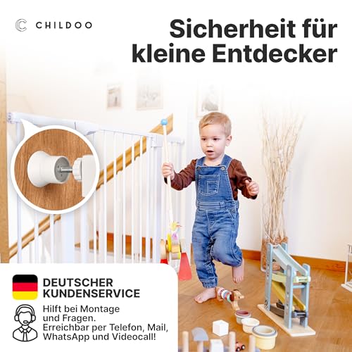CHILDOO Wandschutzpads für Treppenschutzgitter ohne Bohren [inkl. Verlängerungsteilen, Anti-Rutsch] Elefantenfüße Babygitter Türschutzgitter Kindergitter Türgitter für Baby, Hunde | 2 Stück