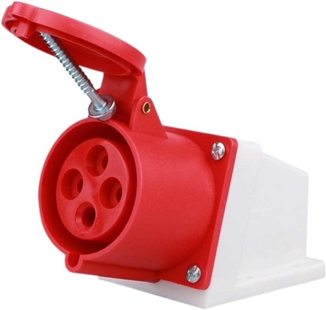 Waterproof Male and Female Connector for Industrial Plug Socket 16A/32A Three-Phase Electrical 3-pin 4-pin 5-Hole(4-core32Asurface-mountedsocket)