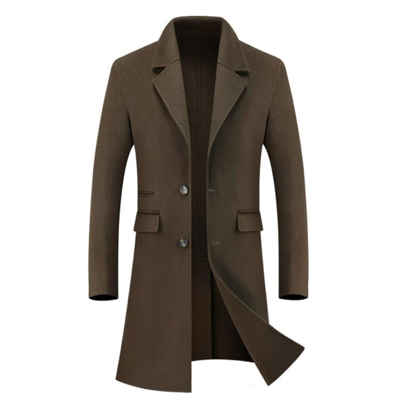 Manteaux Noirs Hommes Coupe Mince Ajustée pour Grande Taille