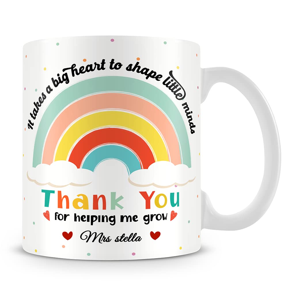 Getagift Thank You for Helping Me Grow Personalised Thanks Giving, Best Teacher Ever, End of School Year, Birthday, Christmas Unique Ceramic Coffee/Tea 11 oz Cup/Mug.