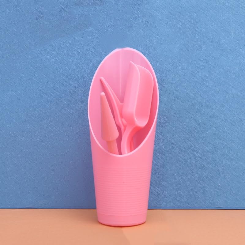 Set de 4 utensilios de jardinería de plástico rosa miniatura 3