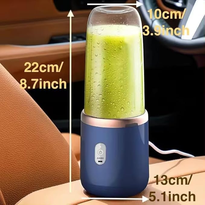 Image of Portable Blender USB Rechargeable Smoothie Maker | Mini Personal Juicer | 6 Stainless Steel Blades | 3 Speed Modes | 1500mAh Battery | Electric Fruit Mixer for Smoothies, Shakes & Juice