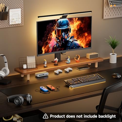 Image of Dual Monitor Stand Riser, 39 Inch Extra Long Wooden Desktop Monitor Riser with Storage for 2 Monitors Ultra Strong Desk Shelf Organizer Riser Ergonomic for 2 Screens /Laptop /PC /TV /Printer (Walnut