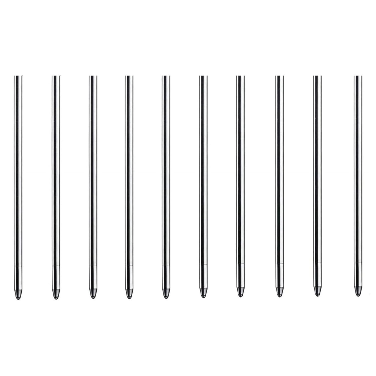 QZKJQDD Ballpoint Pen Refills, Replaceable Metal Ballpoint, Black Ink, Medium Point Refills for School and Office Supplies (10 Pcs)