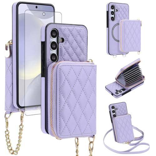 Étui en cuir amovible pour Samsung S24 avec blocage RFID pour femme
