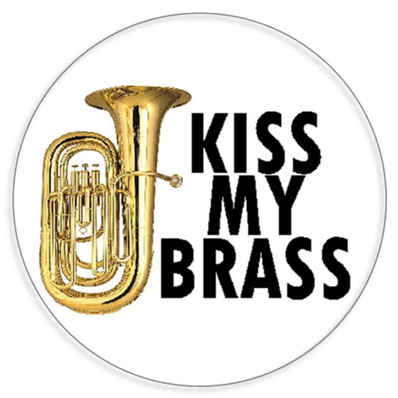 Kiss My Brass Tuba - Circle Sticker Decal 3 Inch - Music Musician Band