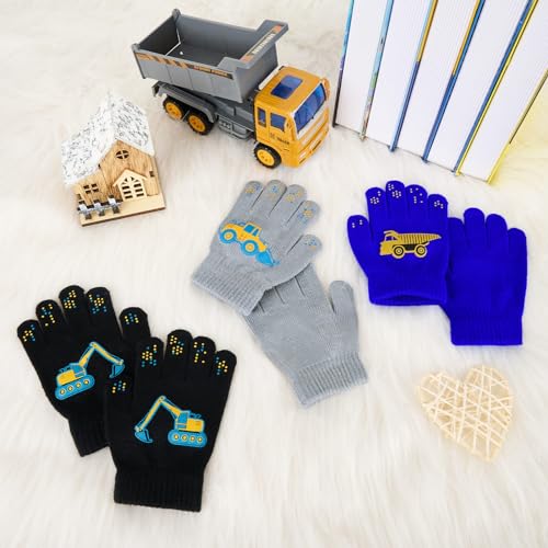 3 Pairs Kids Knitted Mittens Toddler Winter Gloves Boys Magic Five Finger Warm Mittens 1-9 Years4