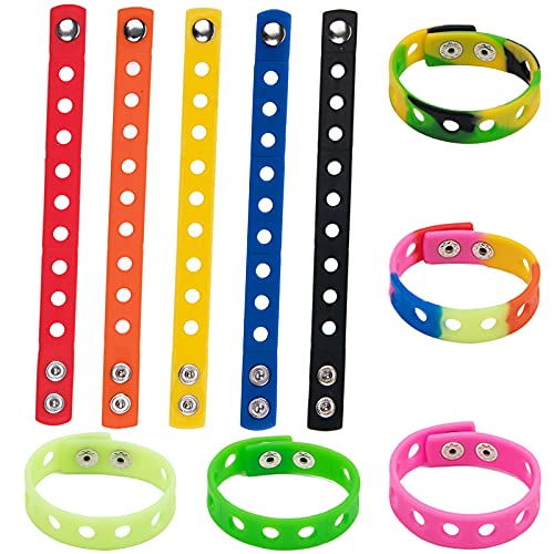 10 Pcs Silicone Bracelets Pack For Kids,10 Colors Adjustable Cute Rubber Wristbands For Boys Girls Croc Shoe Charms Party Favor Gifts
