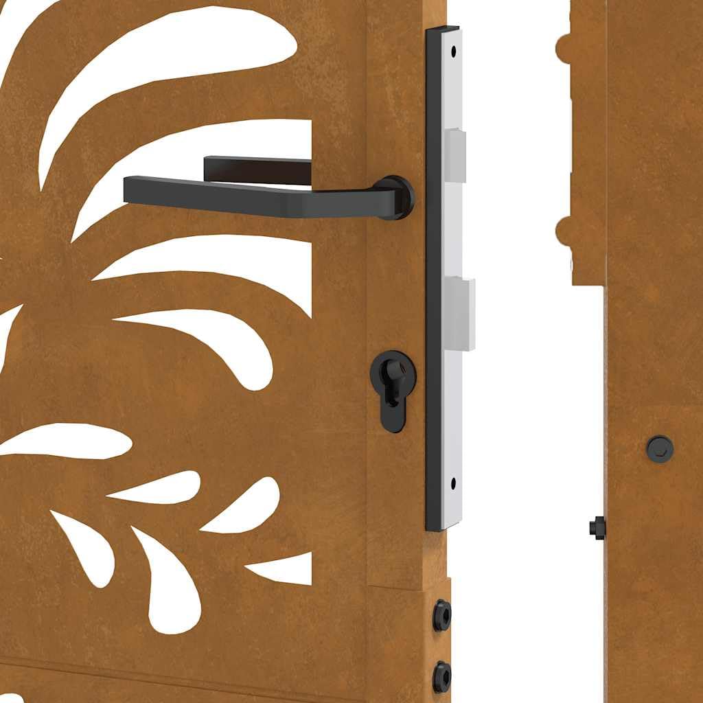 vidaXL Porte Jardin Acier résistant aux intempéries Conception Vague, Porte de clôture, Porte extérieure, Porte en métal, Porte de sécurité