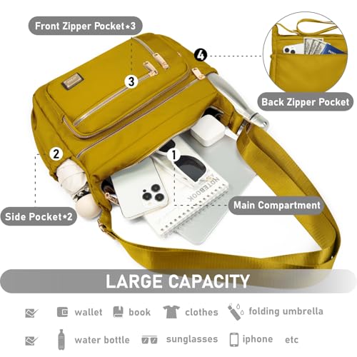 Image of NPBAG Crossbody Bag for Women, Shoulder Purse Handbag Messenger Bag, Trendy Pocketbooks, Waterproof and Multi-Pockets