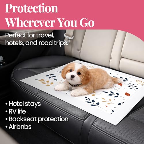 Image of Pupiboo Disposable Dog and Cat Training Pads - Leaves Pattern, Highly Absorbent Pee Pads, Leak Proof Backing, Pheromonal Attractant for Housebreaking & Potty Training - 23x23 in (100 Count)