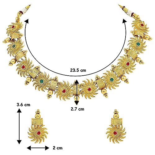 Image of Peora Gold Plated Bridal Jewellery Set with Kamarband Gift for Women Indian Traditional Ethnic Wedding