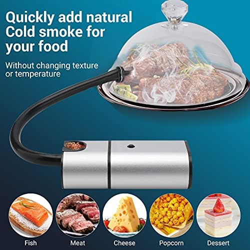 BORUIT Smoking Gun BBQ Cold Food Smoker,Portable Smoke Infuser Cheeses Salmon Sausage Meat Cocktail Smoker Handheld Portable BBQ Smoker with Wood Chips