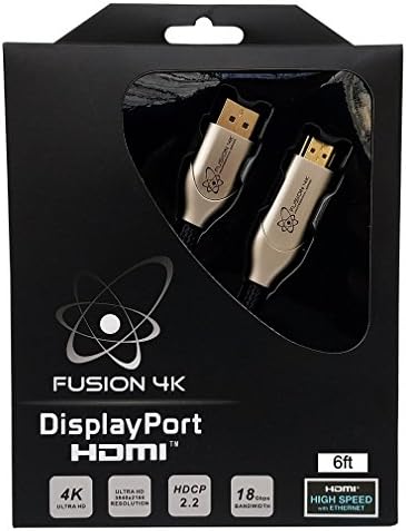 Fusion4K High Speed 4K DisplayPort to HDMI Cable 2.0 - Professional Series Ultra HD (6 Feet)