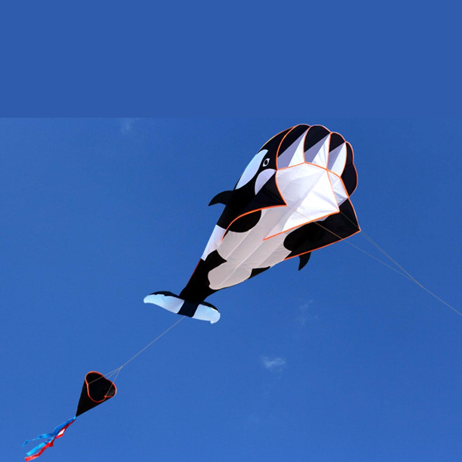 3D Baleine Tueur Souple Parafoil Outdoor Toy Polyester Adapté aux Sorties en Famille Loisirs des Enfants, Noir et Blanc