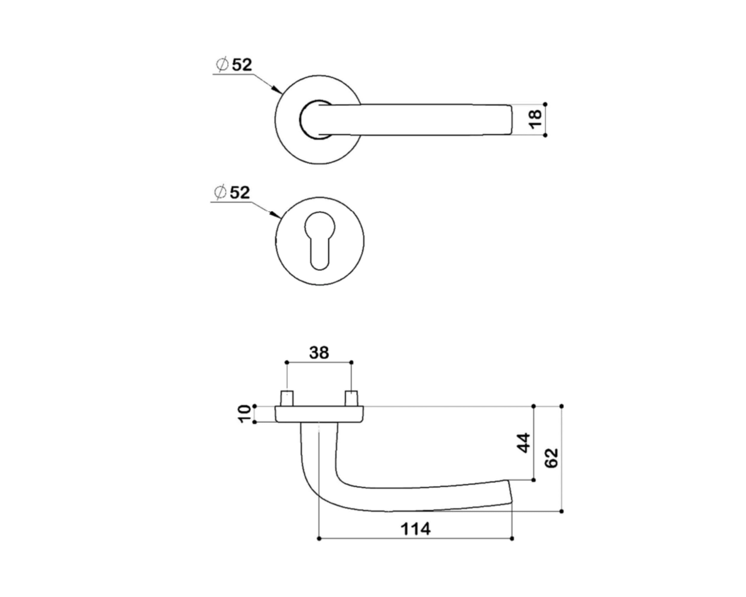Poignée De Porte Vachette Sur Rosaces - Modèle Logio Clé L, Finition Argent, Aluminium, Pour Porte 38-48 Mm